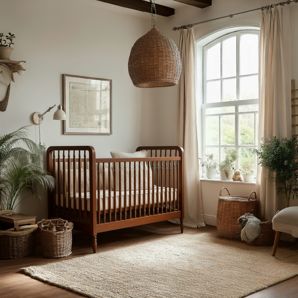Heritage cot + Toddler Rail